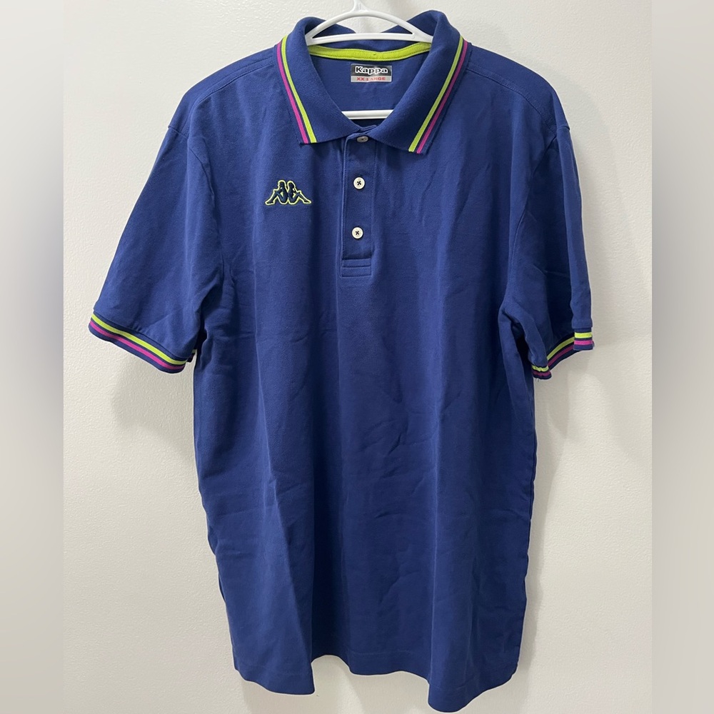 RARE Kappa Men's Polo Shirt with Green and Pink Accents